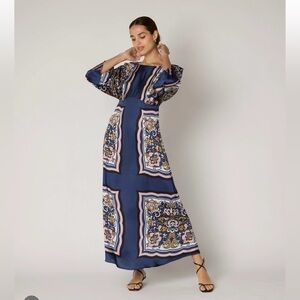 Cleobella Navy Blue Floral Patchwork Maxi Dress
